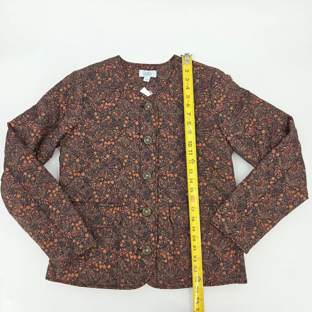 Croft & Barrel Quilted Jacket Womens Size Small Floral Fall Winter Gorpcore